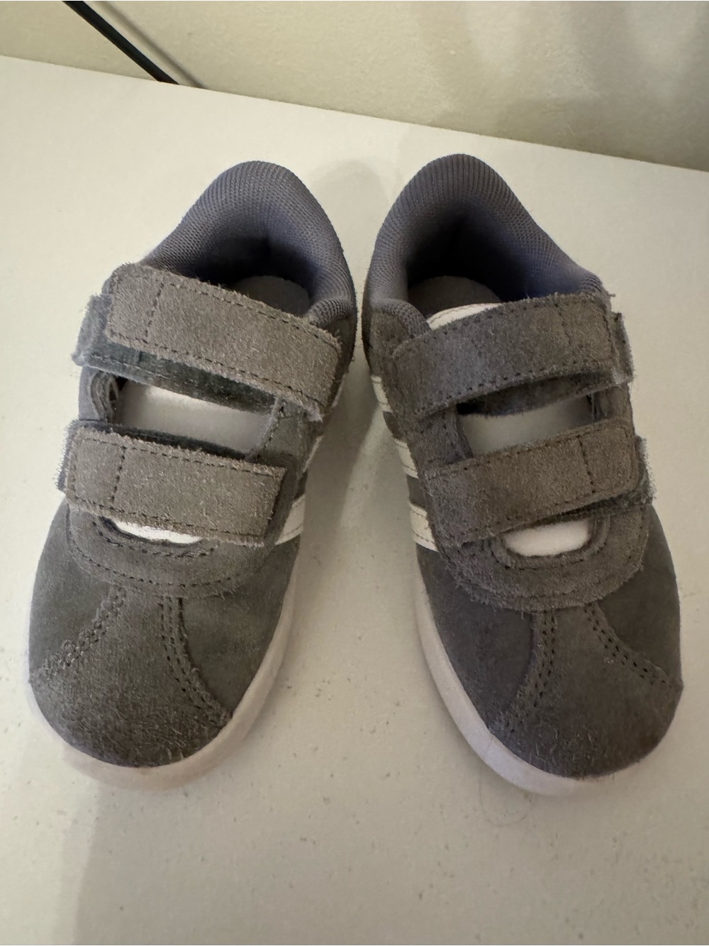 adidas Kids Gray Suede Velcro Sneakers